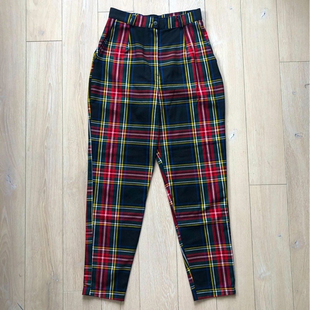 LTT Love Too True Tartan Tapered Trousers in Black Women’s Size S Made in the UK